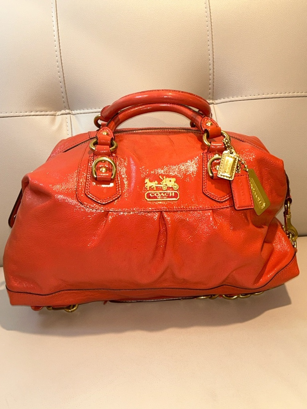 Coach Madison Patent Leather Large Sabrina Satchel